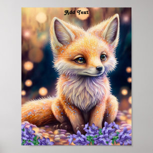Scharme Sprotse Vos Paarse Bloemen Kinderkamer Muu Poster