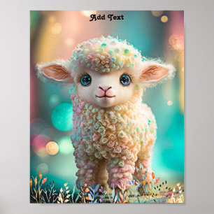 Scharmeleuk Speels Kleurrijk Baby Lam Dieren Muurk Poster