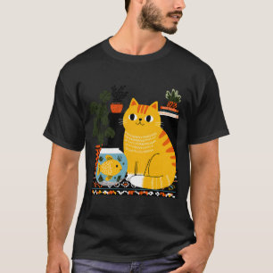 Scharmeuze Kat en Goudvis Kom: Een Gezellig Huissc T-shirt