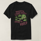 Scharnierende hagedis die de wereld beheersen t-shirt (Design voorkant)