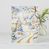 Scharpe Besneeuwde Dorps Kerstkaart (Staand voorkant)