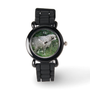 Scharpe Hebzuchtige Schaap Eet Glitters Kijken Horloge