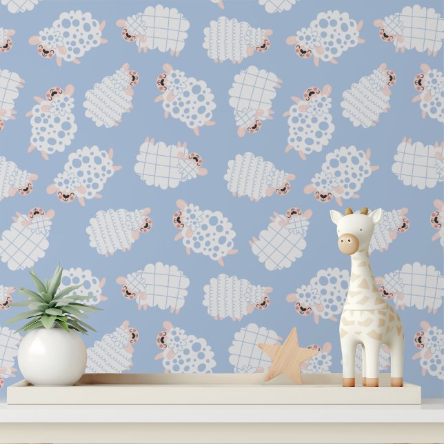 Scharpe Schaap Blau Kinderkamer Muursticker Behang (Creator heeft geüpload)