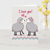 Scharpe Schaap Ik Hou Van Jou Kaart (Gele Bloem)