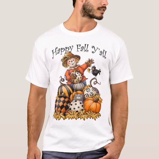 Scharrel Happy Herfst Y'all Pompoen Thanksgiving H T-shirt (Voorkant)