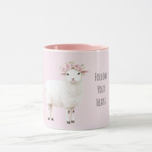 Scharrel Schattig Schaap Roze Bloemrozen Mok (Midden)