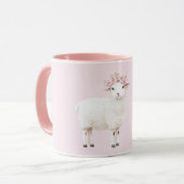 Scharrel Schattig Schaap Roze Bloemrozen Mok (Voorkant links)