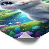 Scharrelende Boskonijn Konijn Bloem Fantasy Poster (Hoek)