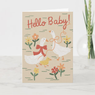 Scharrelende Gans Familie Nieuwe Baby Verjaardagsk Kaart