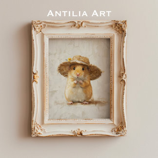 Scharrelende hamster-schildering boerderij-whimsic poster