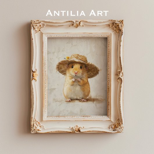 Scharrelende hamster-schildering boerderij-whimsic poster