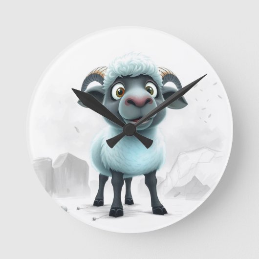 Scharrelende Schaap Knus Ontwerp Ronde Klok (Voorkant)