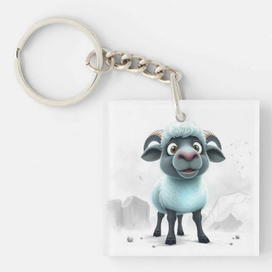 Scharrelende Schaap Knus Ontwerp Sleutelhanger (voorkant)
