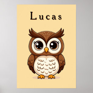 Scharrelende Tekenfilm Uil 🦉✨ Knus Babykamer Deco Poster