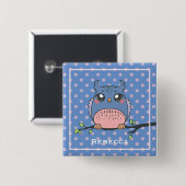 Scharrelende uil kunst gestippelde gepersonaliseer vierkante button 5,1 cm (Voorkant /achterkant)