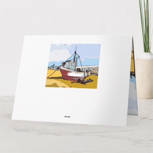 Scharrelende visboot Bewerkbaar Kaart (Achterkant)