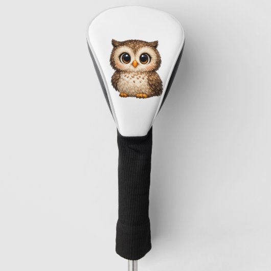 Scharrelende Zachte Uil Grote Ogen Cartoon Digital Golfheadcover (Voorkant)