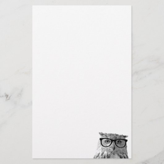 Scharreluil met bril briefpapier voor schrijven (Voorkant)