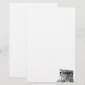 Scharreluil met bril briefpapier voor schrijven (Voorkant / Achterkant)