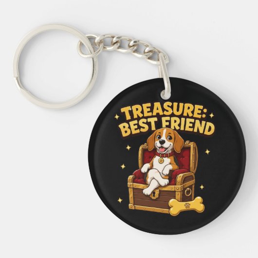 Schat Beste Vriend Beagle Hond Sleutelhanger (Voorkant)