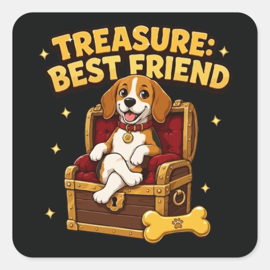 Schat Beste Vriend Beagle Hond Vierkante Sticker (Voorkant)