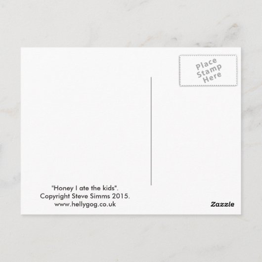 Schat dat ik de kinderen heb opgegeten briefkaart (Achterkant)