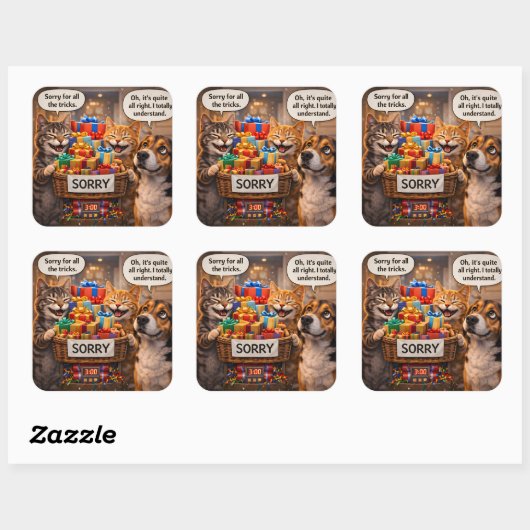 Schat, het spijt me kat en hond excuses stickers l (Vel)