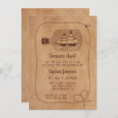 Schat Hunt Schip In De Fles Grunge Verjaardagsfees Kaart (Voorkant / Achterkant)