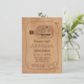 Schat Hunt Schip In De Fles Grunge Verjaardagsfees Kaart (Staand voorkant)