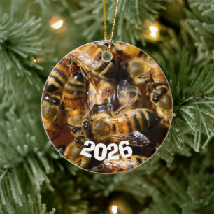 Schat, ik hou van jou, honingbijen keramisch ornament
