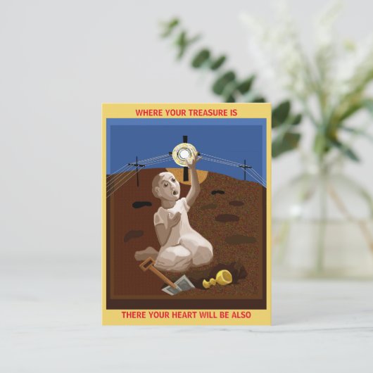 Schat in een veld briefkaart (Staand voorkant)