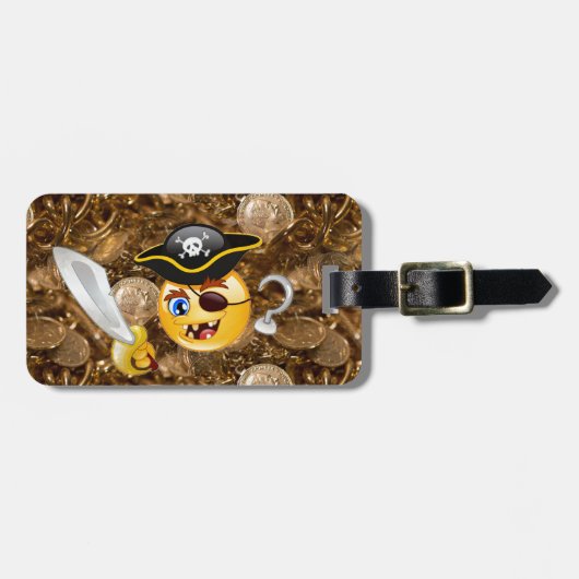 schat piratenpartij emoji bagagelabel (Voorkant horizontaal)