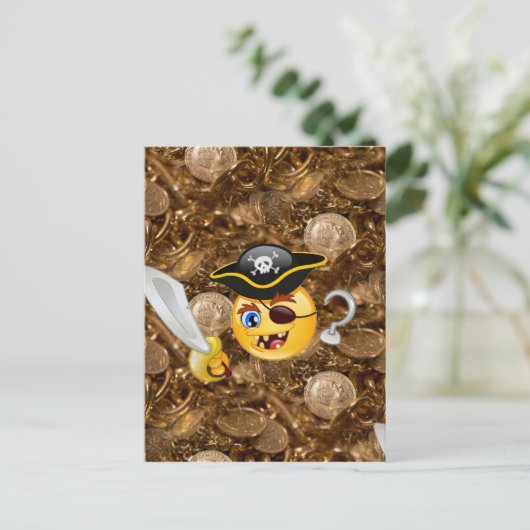 schat piratenpartij emoji briefkaart (Staand voorkant)