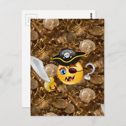 schat piratenpartij emoji briefkaart (Voorkant / Achterkant)