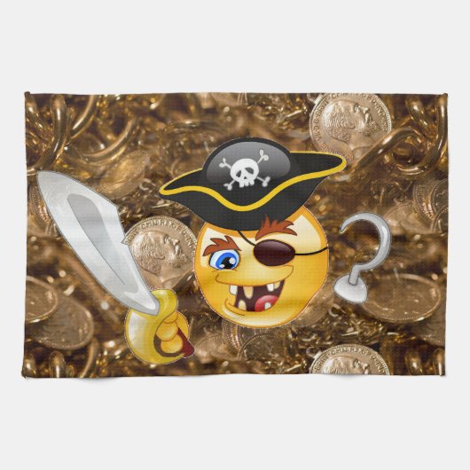 schat piratenpartij emoji theedoek (Horizontaal)