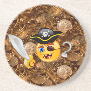 schat piratenpartij emoji zandsteen onderzetter