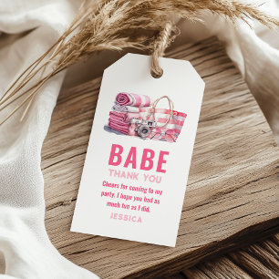 SCHAT.. Roze Pool Girl Verjaardag Dank je wel Cadeaulabel