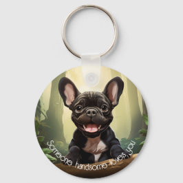 😍Schat van een Franse pup in een bos Sleutelhanger