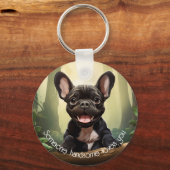 😍Schat van een Franse pup in een bos Sleutelhanger (Voorkant)