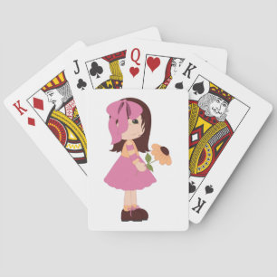 Schat van een Meisje Met Roze Jurk en Bloem Pokerkaarten