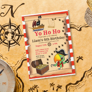 Schat van Kapitein Papegaai Piraat Jongens Verjaar Kaart