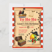 Schat van Kapitein Papegaai Piraat Jongens Verjaar Kaart (Voorkant)