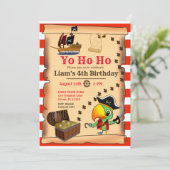 Schat van Kapitein Papegaai Piraat Jongens Verjaar Kaart (Staand voorkant)