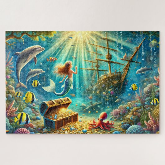 Schatbaai van de Zeemeermin Gezonken Schip Legpuzzel (Horizontaal)
