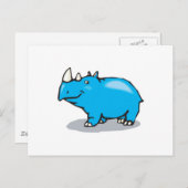 schatblauwe rhino briefkaart (Voorkant / Achterkant)