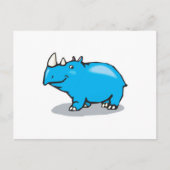 schatblauwe rhino briefkaart (Voorkant)