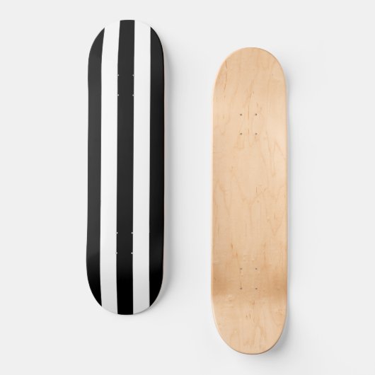 Schatbord Solid Black & White Stripe Persoonlijk Skateboard (Voorkant)