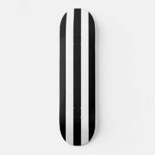Schatbord Solid Black & White Stripe Persoonlijk Skateboard