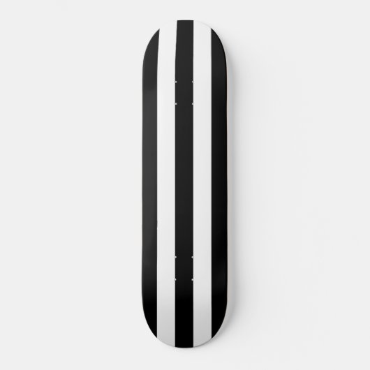 Schatbord Solid Black & White Stripe Persoonlijk Skateboard (Voorkant)