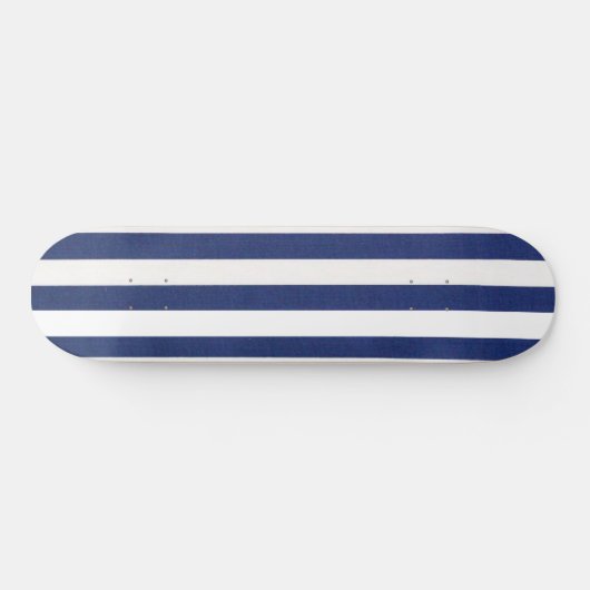 Schatbord Solid Dark Blue & White Stripe Persoonlijk Skateboard (Horizontaal)